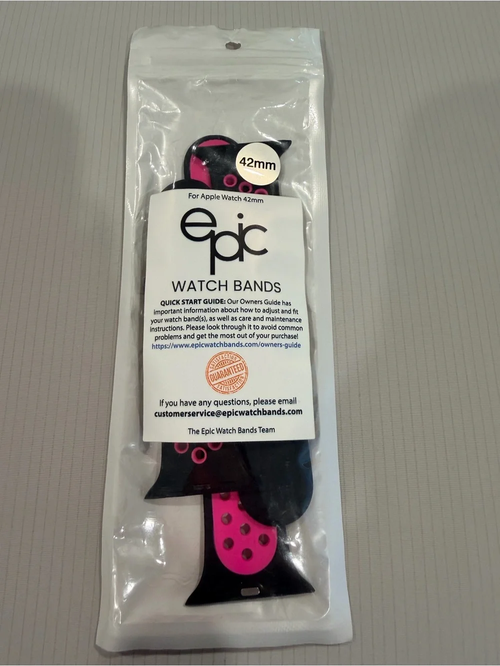 Epic Dual-Tone Black and Pink Silicone Watch Band for 42mm Apple Watch